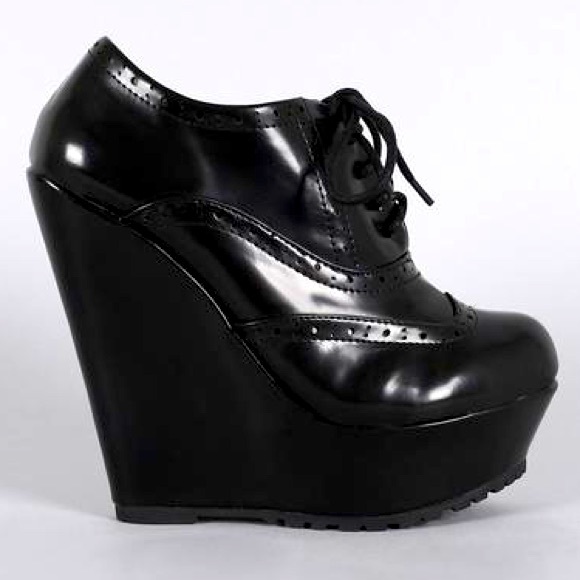 BELLADONNA | PINUP OXFORD WEDGE PLATFORM BOOTIES - Picture 2 of 9